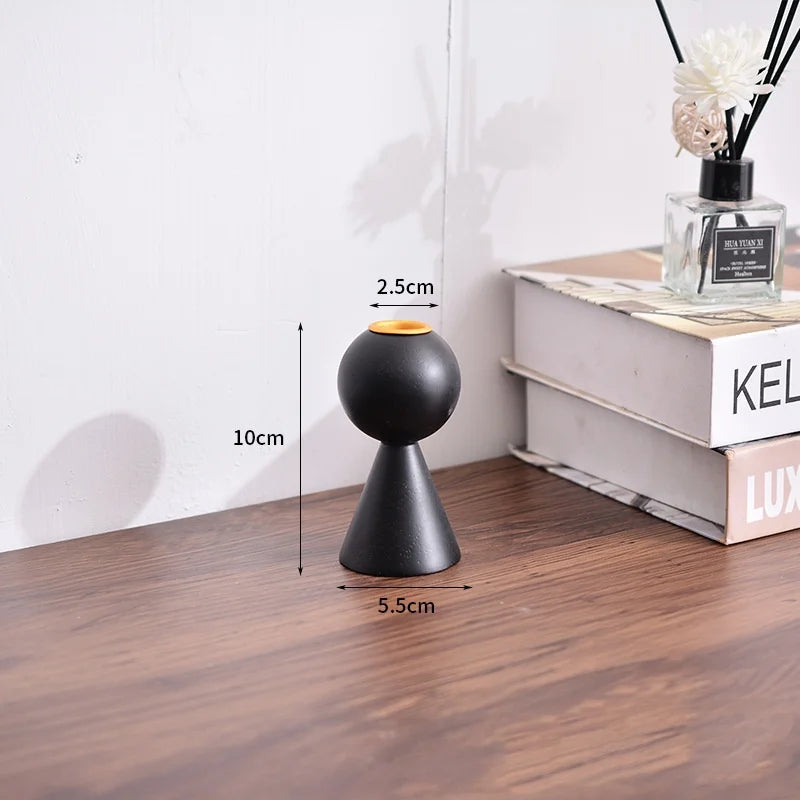 Wood candle stand retro candlestick,home creative art decoration wedding table romantic decorative props - black s