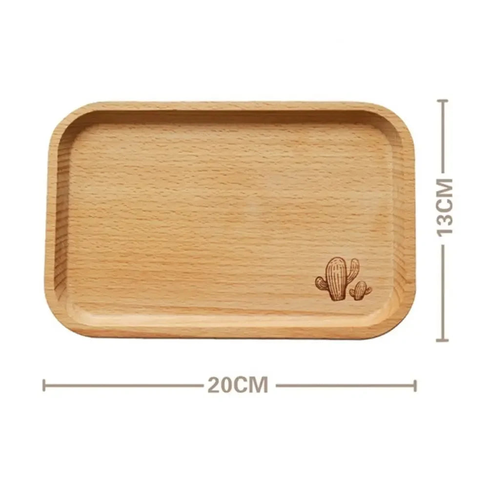 Wood plate cute cartoon cat bear solid fruit dishes tea tray dessert dinner tableware for serving kids baby - united