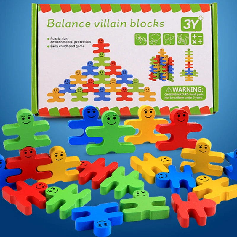 Wooden balance villain blocks montessori toys for toddlers,education stacking fine motor skills-sorting & matching - 1