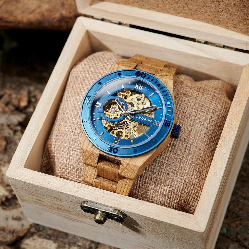 Top luxury men’s watches bobo bird mechanical wristwatch wooden relogio masculino custom father’s day gift box