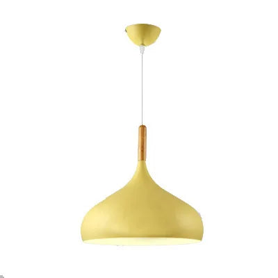 Nordic colored chandelier wooden pendant light bedroom living room led lamp single head aluminum children lighting