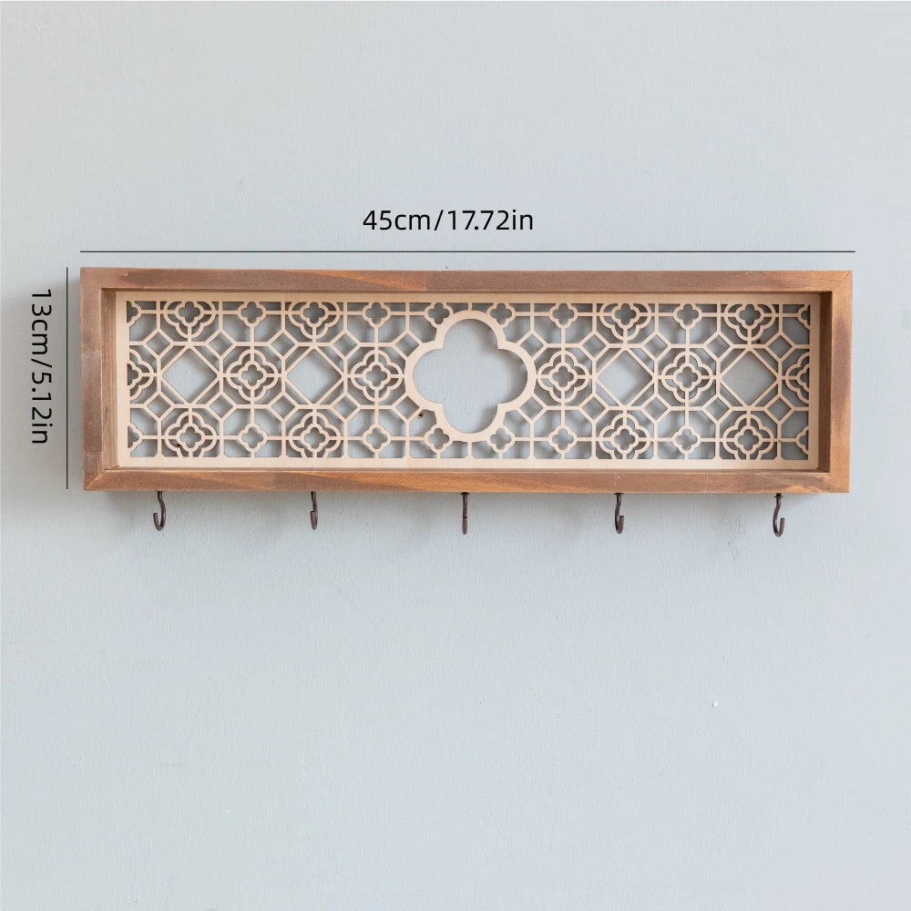 Cute art wooden key hook wall decorative shelf jewelry hat clothes towel small items storage home room decoration