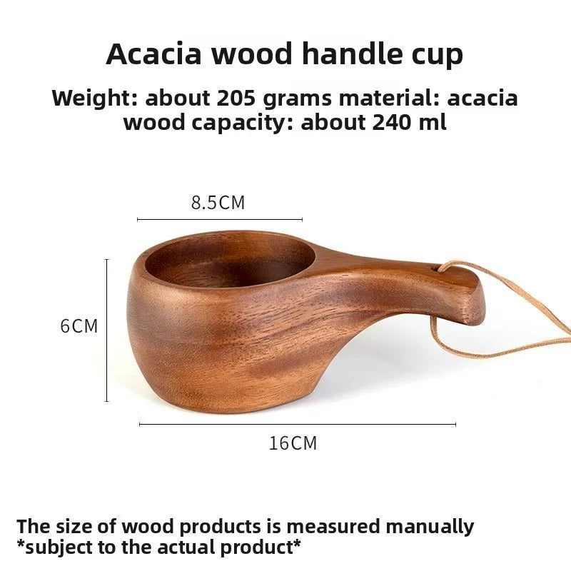 Wooden finland mug creative outdoor camping travel cup nordic style handmade milk coffee bar beer mugs - 3