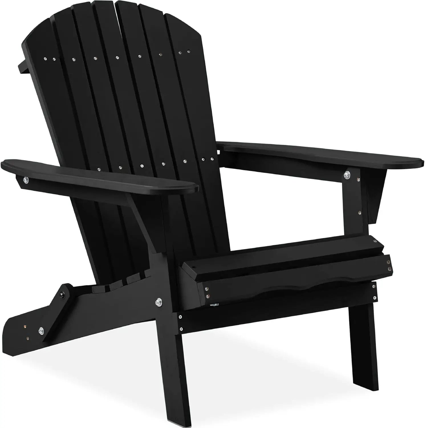 Folding adirondack chair outdoor wooden accent furniture fire pit lounge chairs for yard garden, - onyx black / united