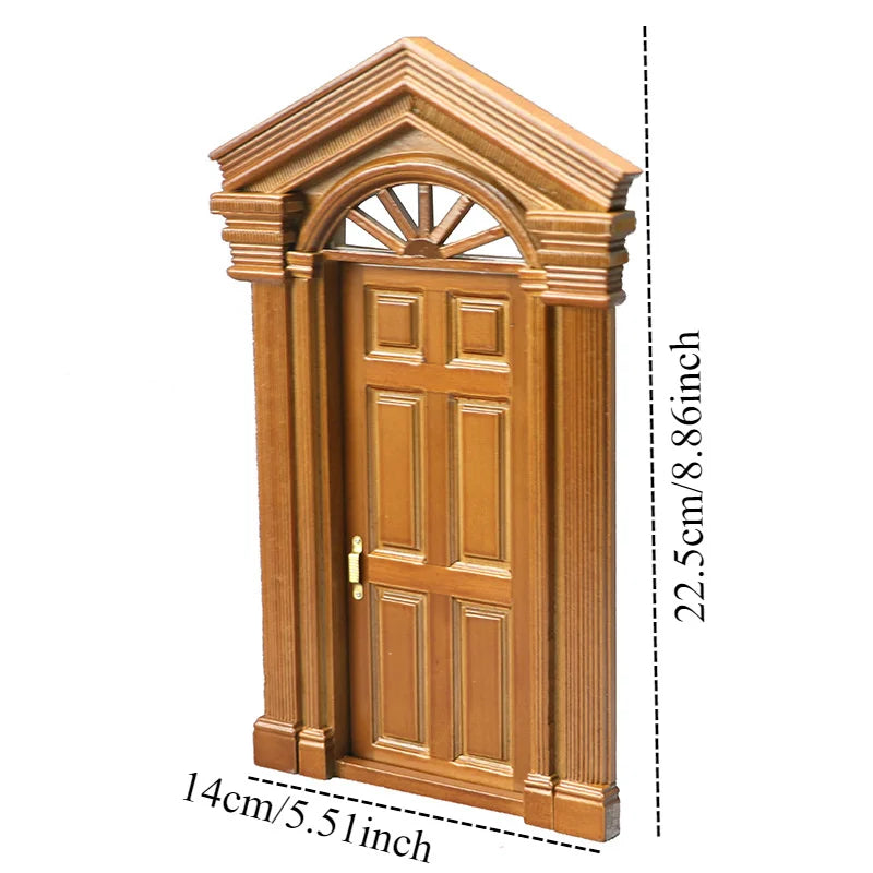 1pc miniature villa door european antique style wooden simulation sun for diy dollhouse decor mixed color - decorative