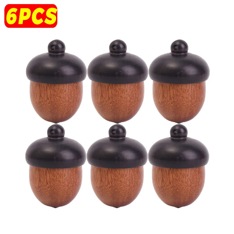12/1pcs mini solid wood medicine pill box sandalwood pills tablets case portable nut shape storage boxes diy keychain