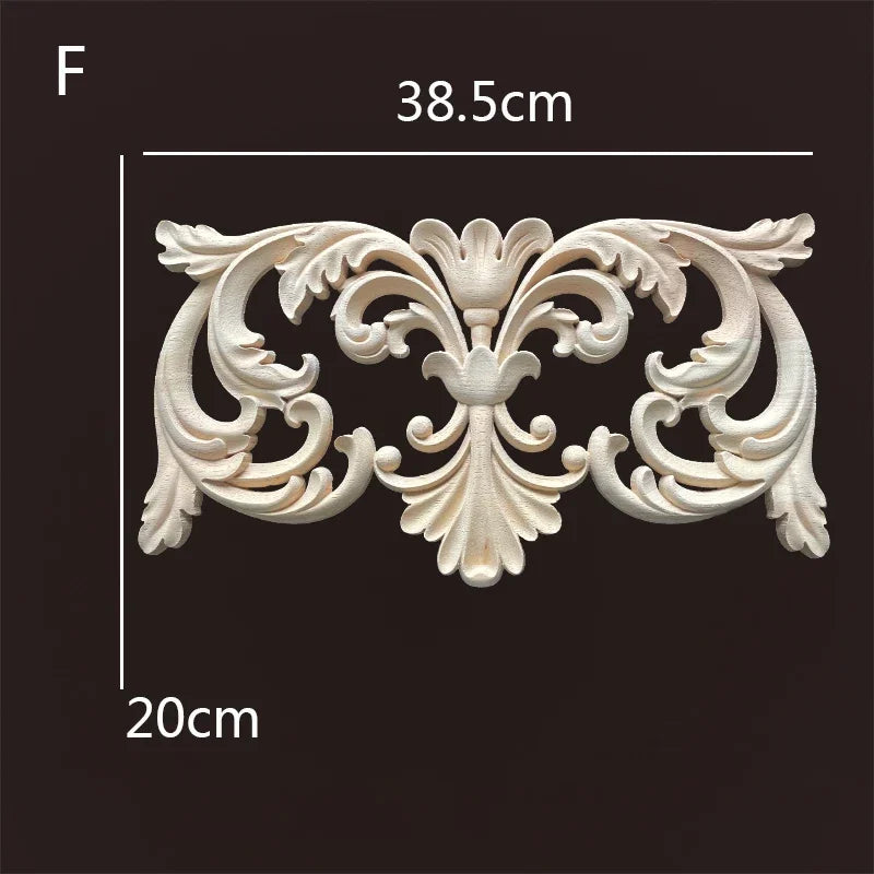 Europe wood appliques molding decals for furniture home decor carving onlays flower background wall decoration