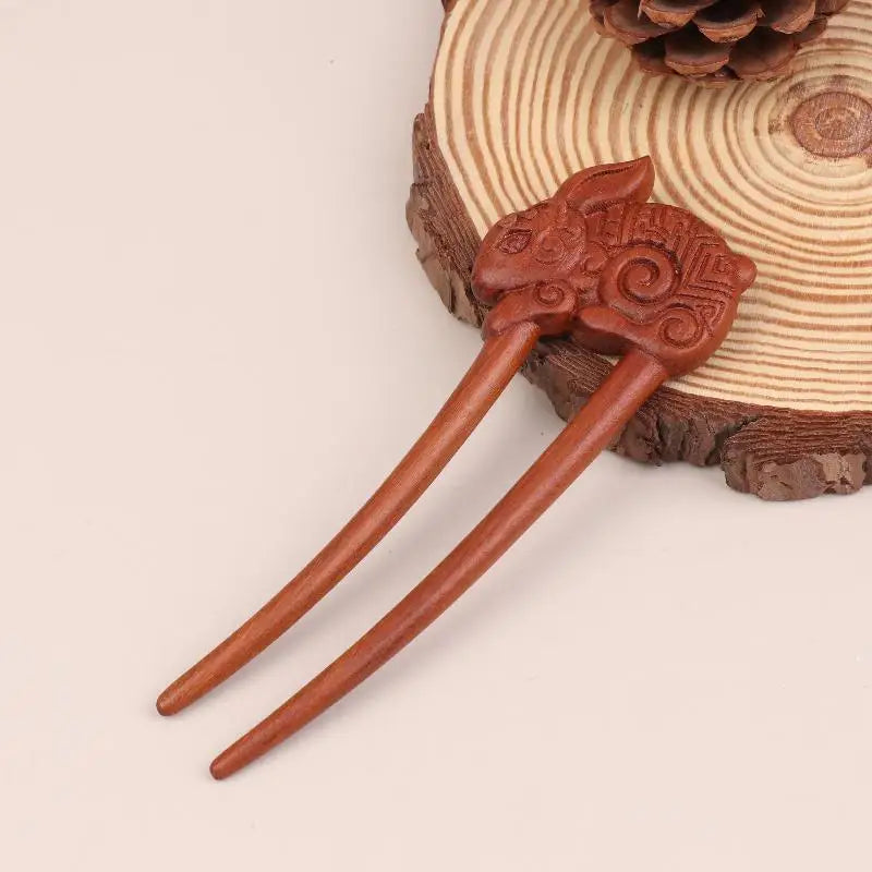 Wooden hair stick u-shaped fork cat butterfly chinese style fashion hairpin headwear girl accessories - 03 / united