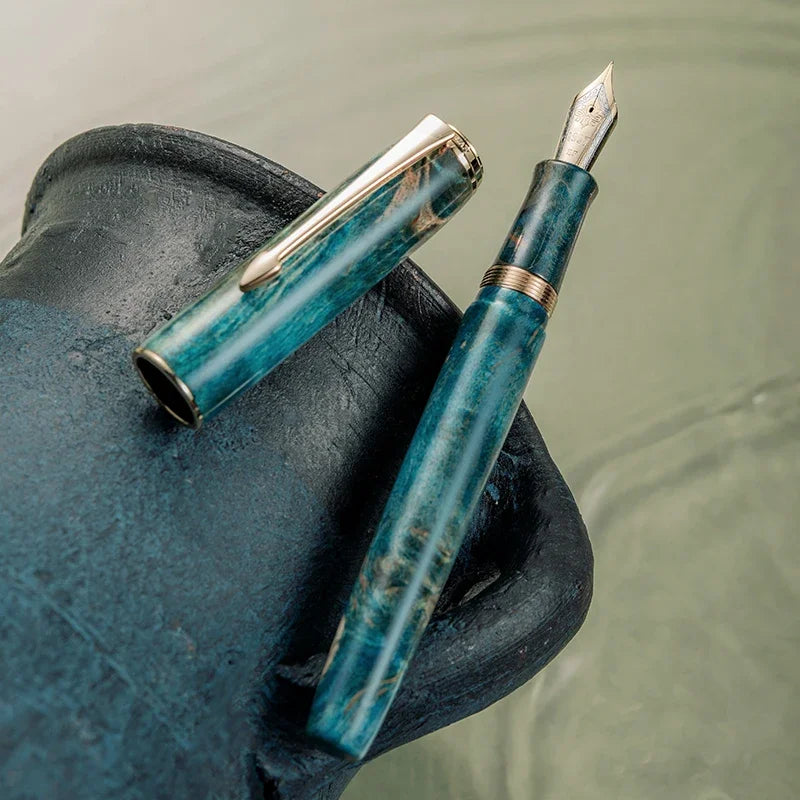 Smooth hongdian a7 stable wood unique texture fountain pen no.6 blade f/m nib business student writing gift