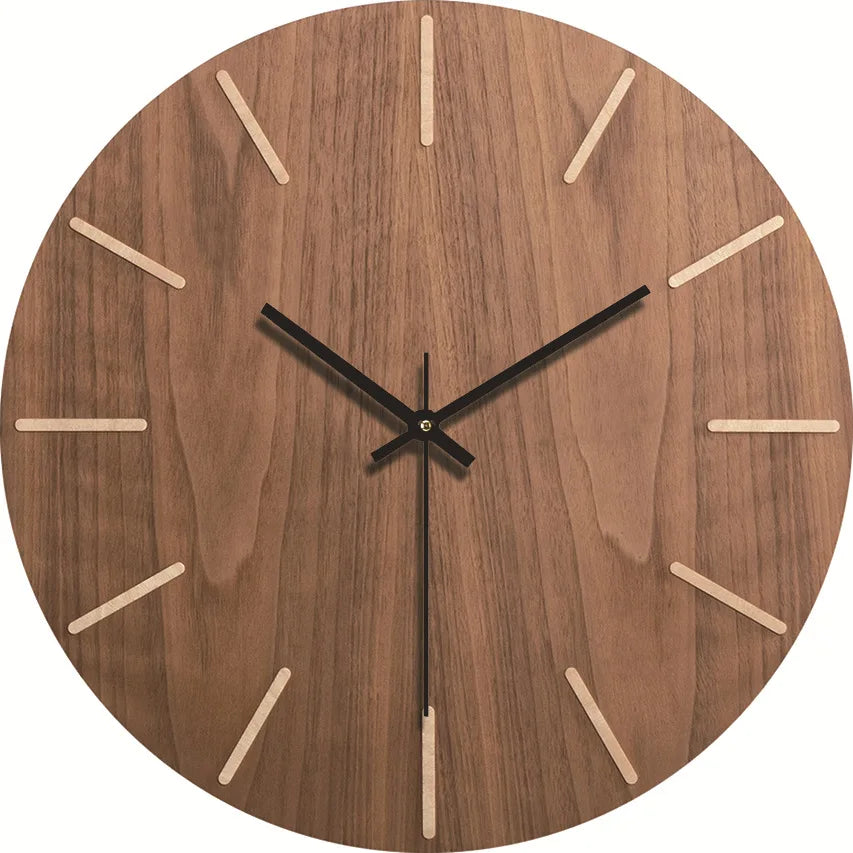 Wood grain wall clock transparent minimalist design hanging silent living room office art watch home decor hororloge