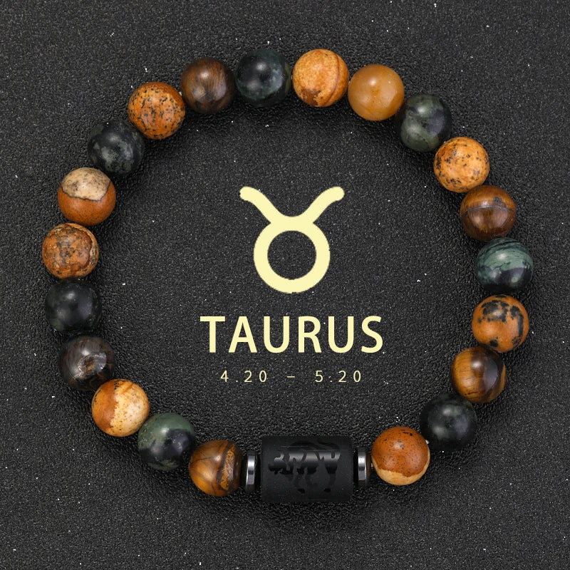 12 zodiac bracelets natural stone cancer virgo leo libra bracelet couples friendship gifts jewelry pulsera hombre