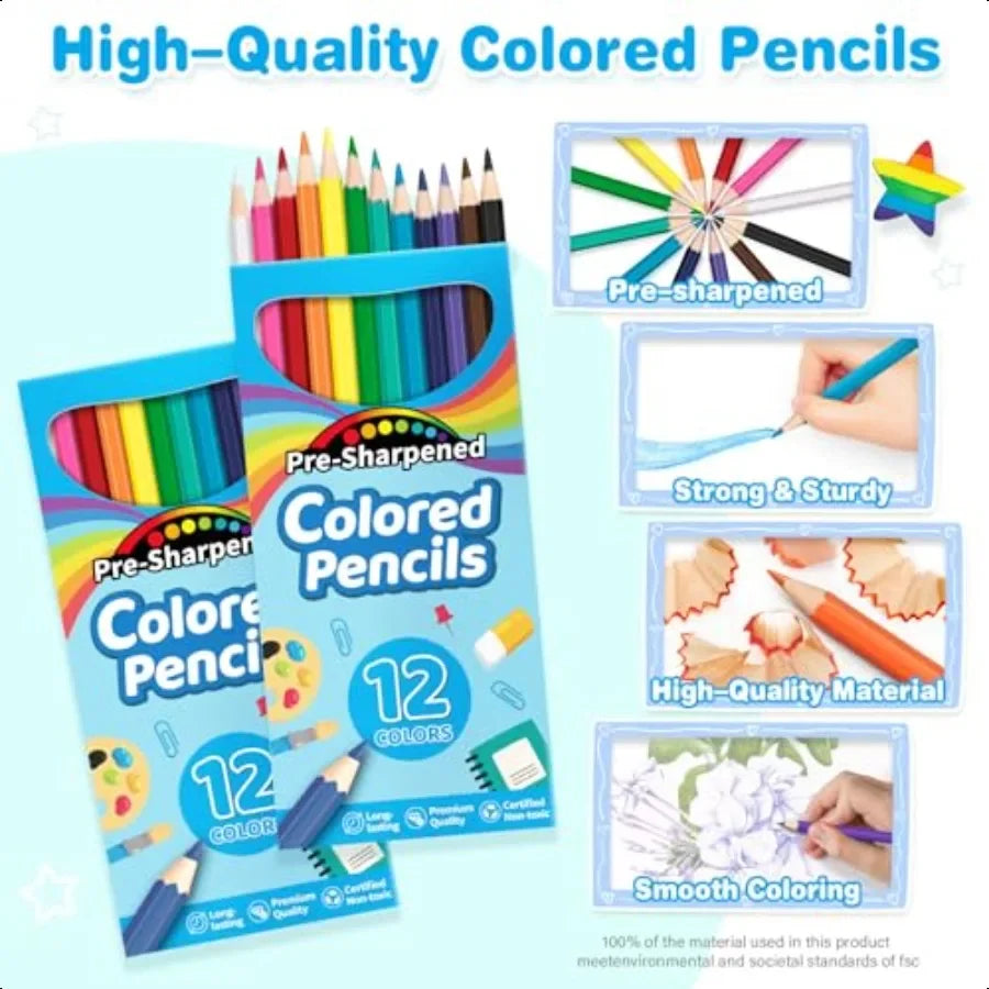 864 count colored pencils bulk 72 pack for presharpened coloring in 12 vibrant colors school plies - united states
