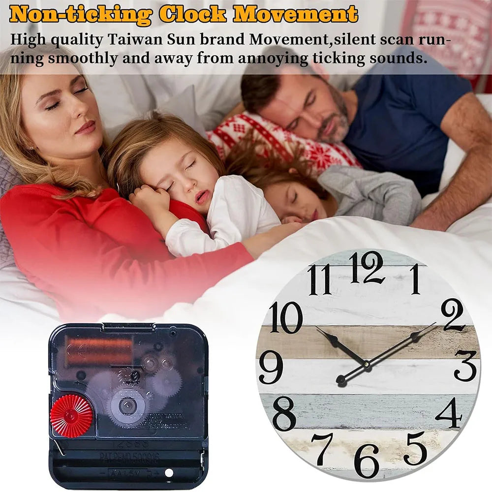 Wall clock 10 inch clockrustic clocks battery operated,silentnon ticking wooden coastal beach for living room bedroom