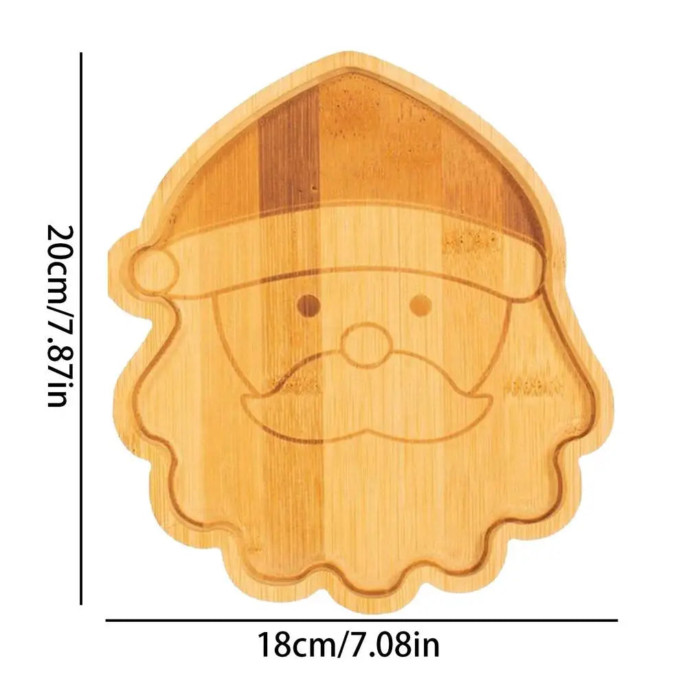 Wooden christmas serving tray wood platters snack fruit meat cheese board - santa claus / china
