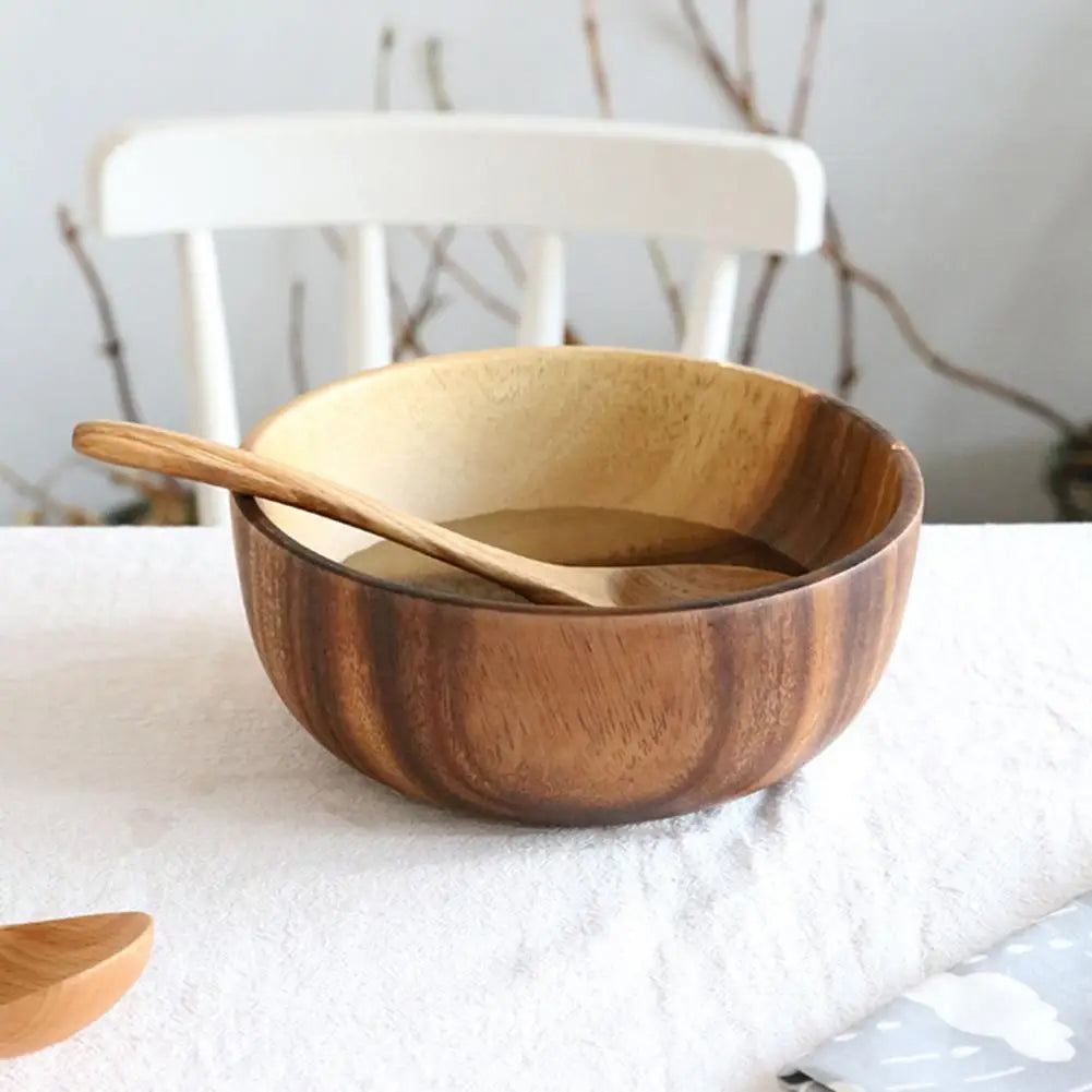 Good grade eco-friendly polishing salad bowl japanese practical wooden soup kitchen supplies - united states / s