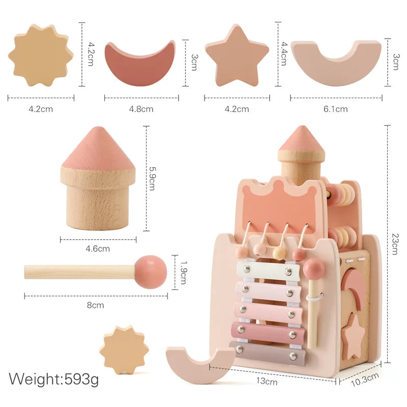 Baby wooden montessori toys rocket blocks building stacking puzzle game food grade early education child gift - castle