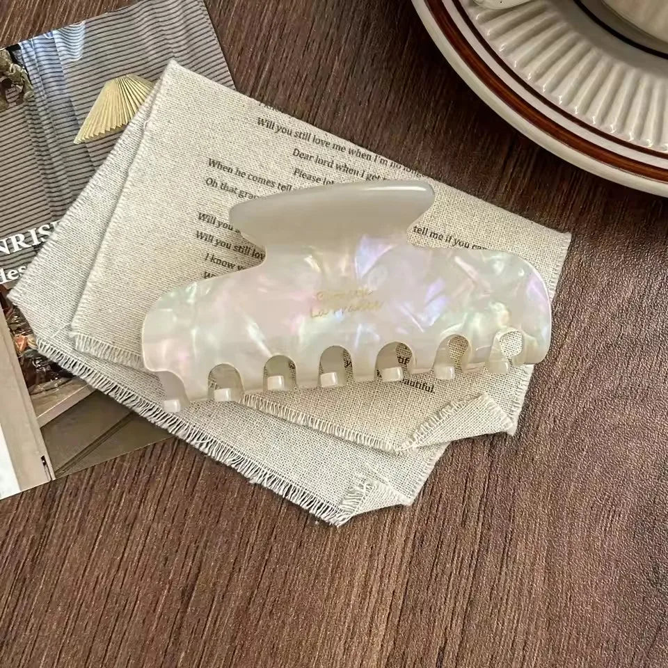 1pc elegant vintage french hair clip two-tone with wood grain & marbled design perfect for casual daily dressing cute