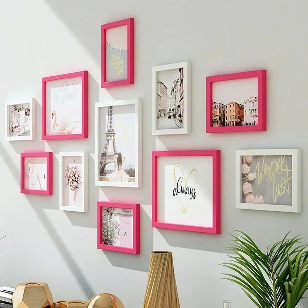 Living room photo frame 11pcs american wall combination wooden hanging picture creative restaurant home decoration
