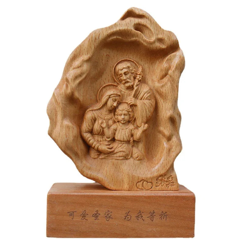 Solid wood carving of our lady god saint joseph statues catholic christ jesus ornament home decor crafts church suppli