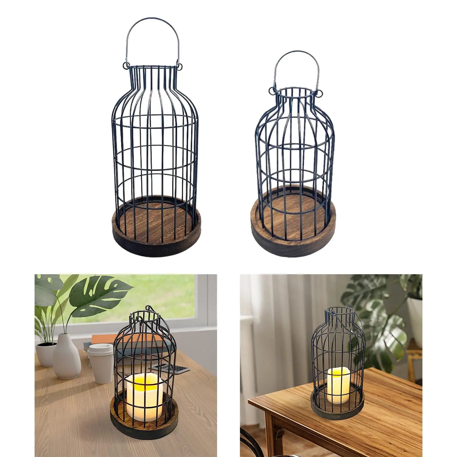 Farmhouse lantern wooden candle holder decorative for kitchen - s