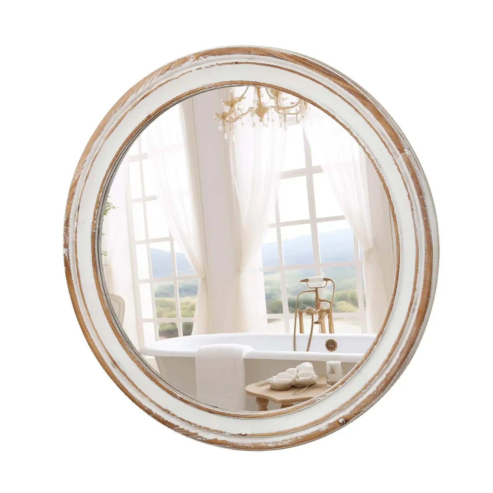 Premium 23.62’’ mirror with whitewash edge for entryway bedroom or kitchen - united states