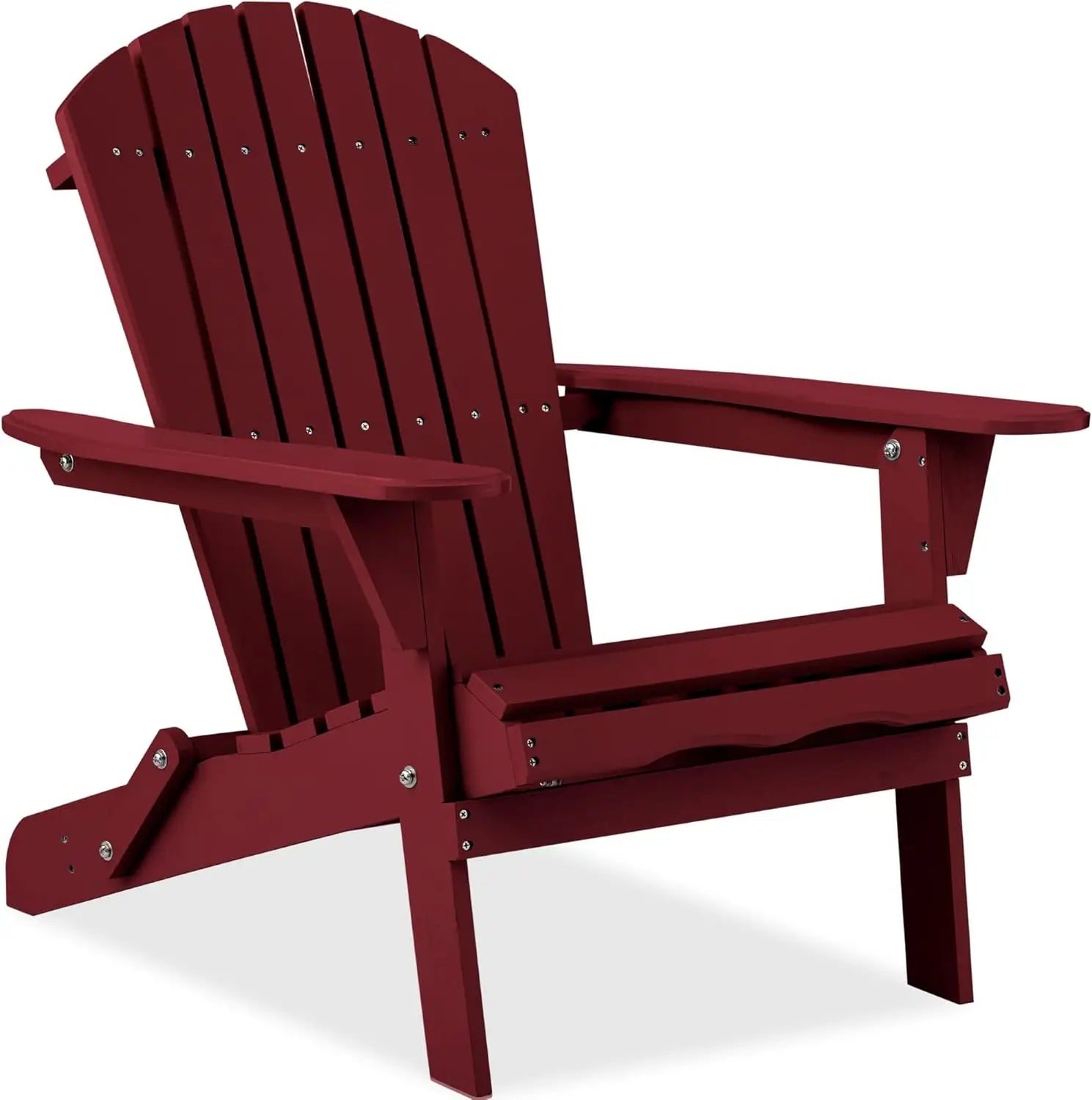 Folding adirondack chair outdoor wooden accent furniture fire pit lounge chairs for yard garden, - deep red / united