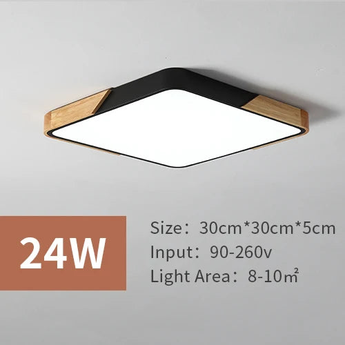 Led surface mount ceiling light modern ultra thin lighting wood lamp fixture living room home decor balcony remote