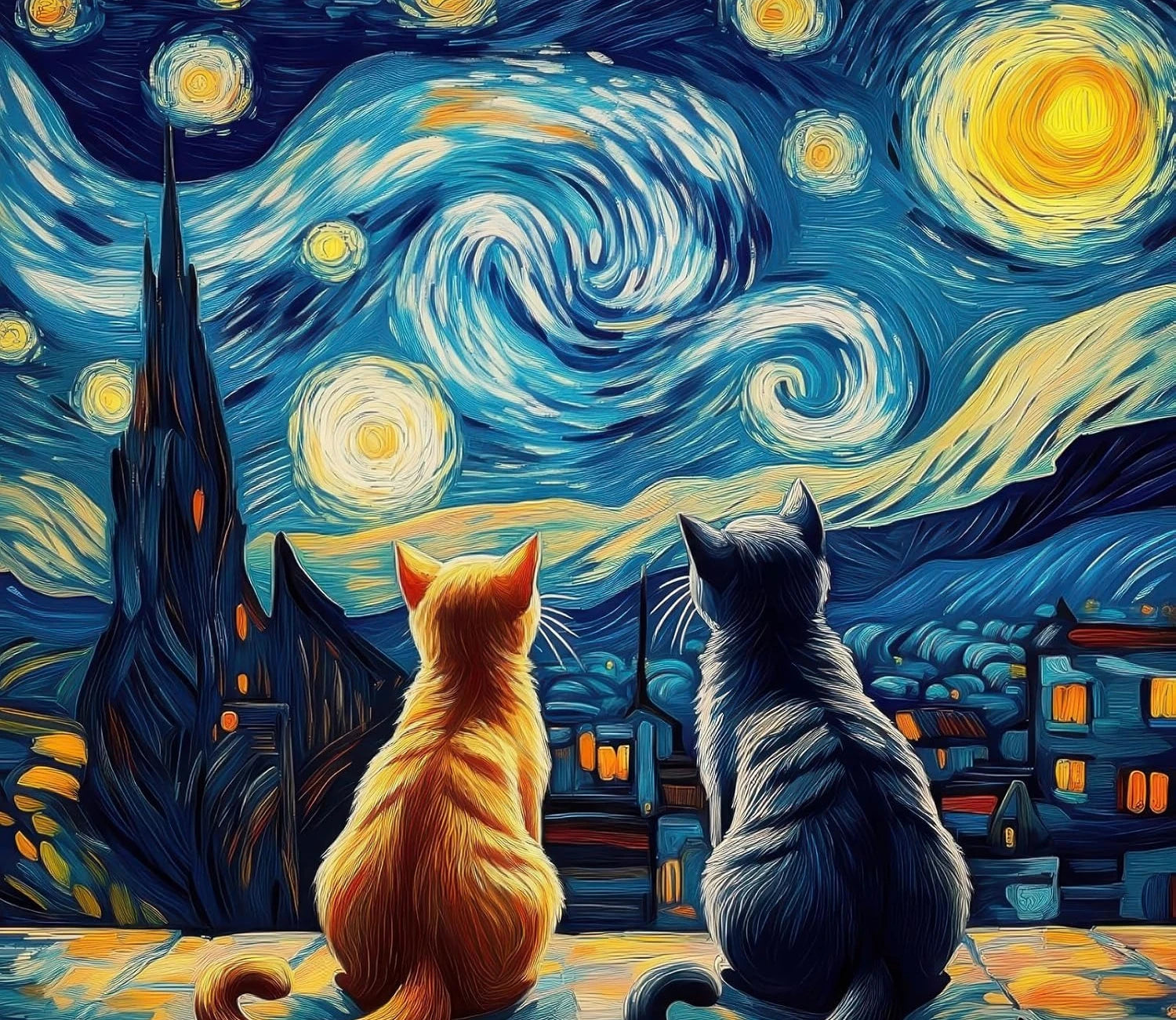 300/500/520/1000 pieces wooden jigsaw puzzle of adult cat starry night landscape puzzles games family fun toy christmas