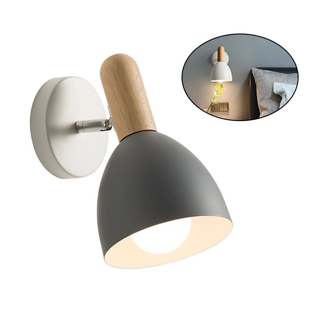 Wooden wall lights bedside lamp bedroom light sconce for kitchen restaurant modern nordic e27 home decor