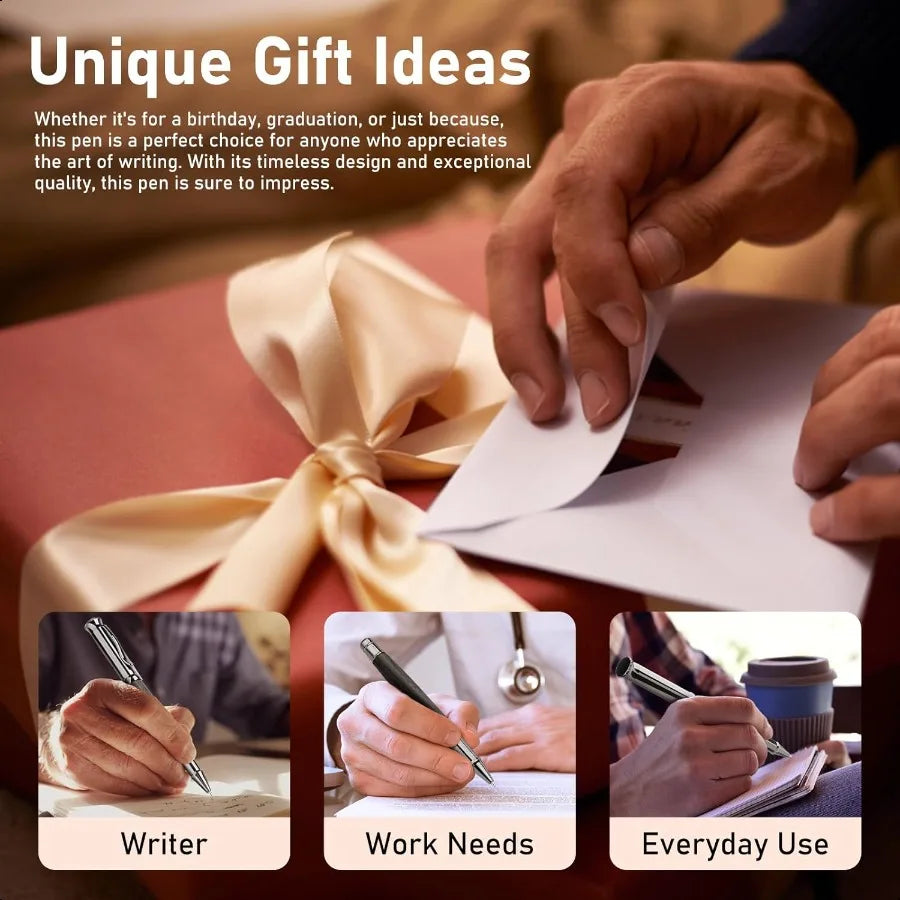 Wood rollerball pen set extra 2 ink refills 1 black blue fancy writing nice luxury office gift for men profional