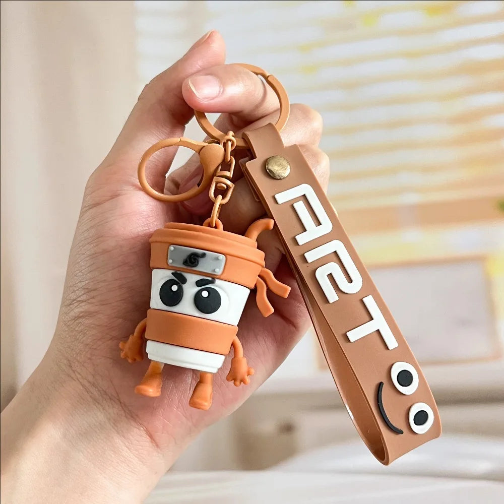 Wooden stick human pendant shanhaijing keychain funny abstract - 1pcs 5 - key chain