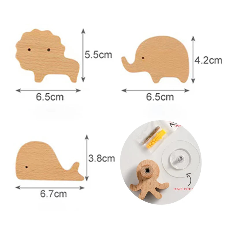 3pcs wood hooks organization wall holder clothes hanger keychain door hook bathroom kitchen accessories deco for home