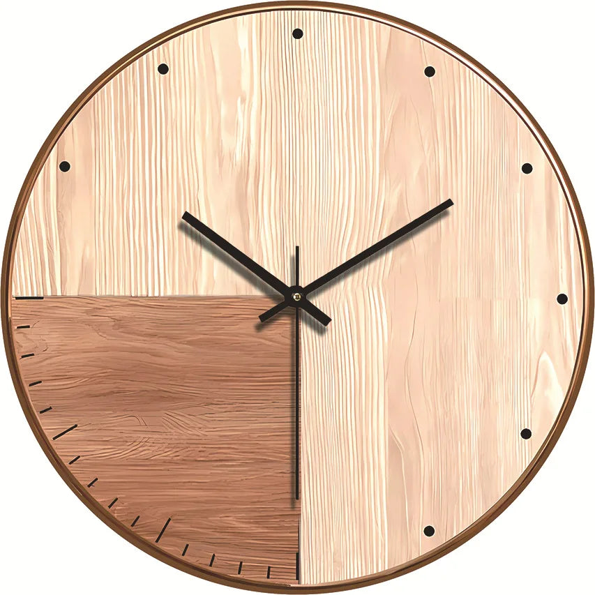 Wood grain wall clock transparent minimalist design hanging silent living room office art watch home decor hororloge