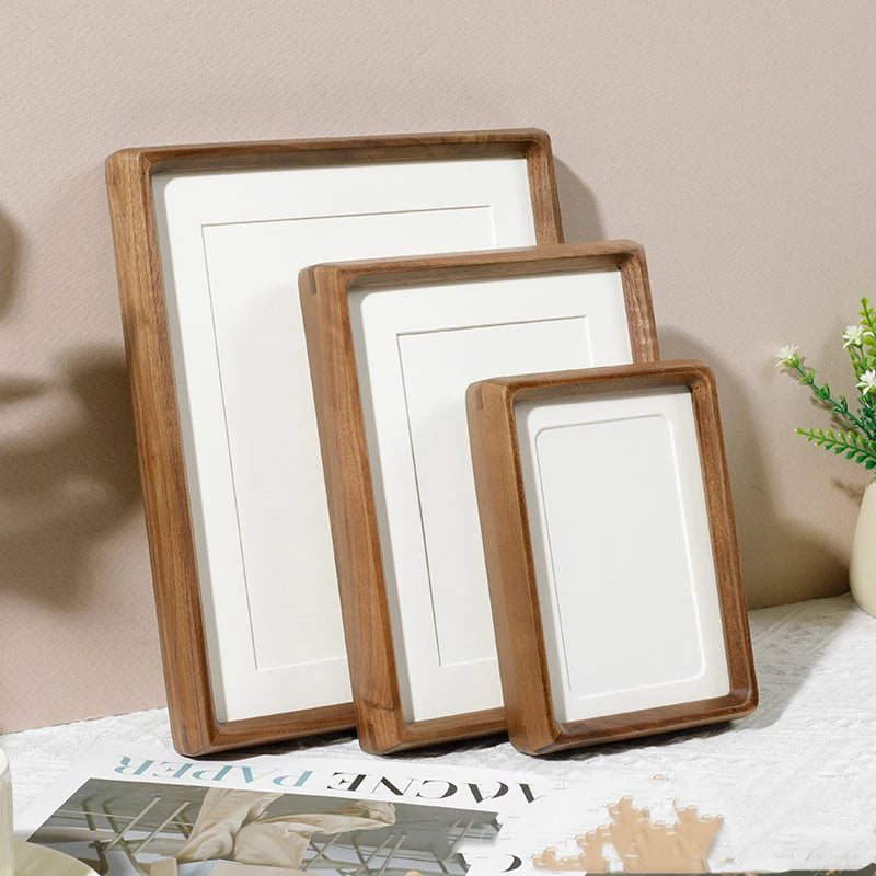 Solid wood black walnut mortise and tenon round corner picture frame elegant couple’s photo display stand home decor