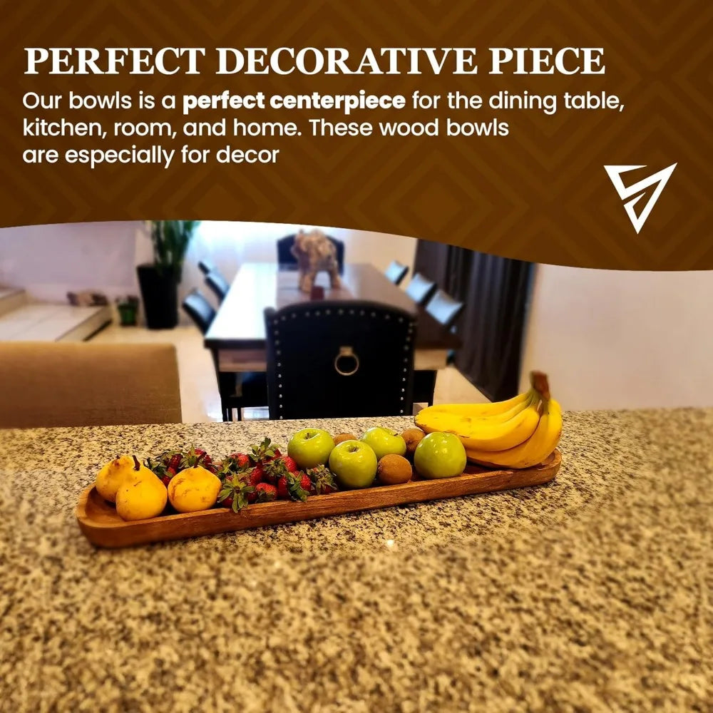 Hand carved wooden dough bowl 30 x 6 3 rustic farmhouse decorative serving tray 5 oz capacity perfect gift for kitchen