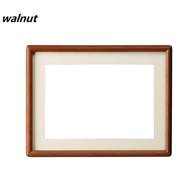 Solid wood round corner picture frame walnut and golden sandalwood minimalist design tabletop home decor - 32x22cm a4-a
