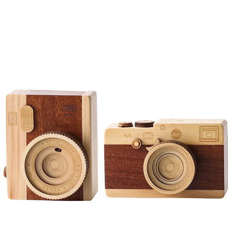 Pencil holder camera-shaped concise wood especial pen container for office