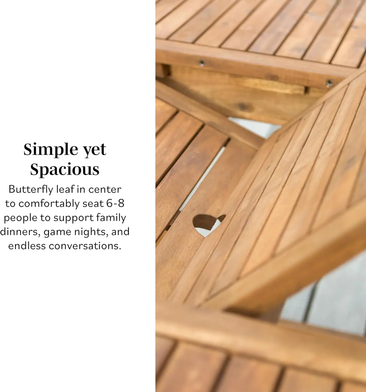 Maui modern solid acacia wood slatted patio dining table 78 inch brown - united states