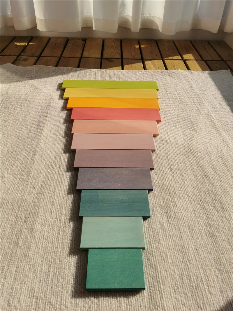 High quality wooden toys pastel basswood rainbow stacking blocks pine building semi sorting peg dolls balls for kids