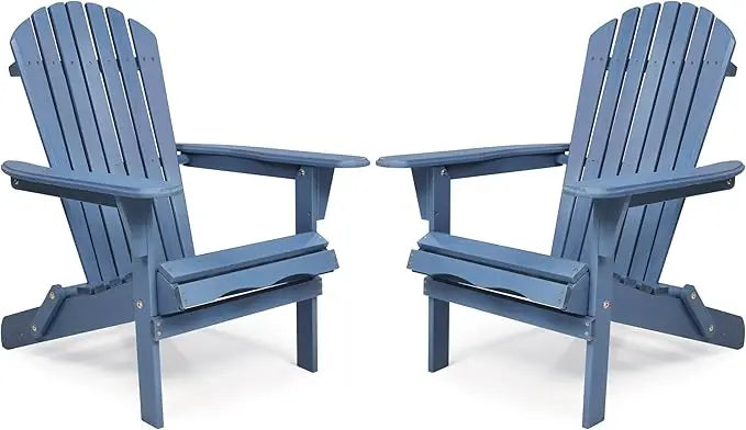 Outdoor wooden folding adirondack chair set of 2 with pre-assembled backrest wood patio for garden backyard porch