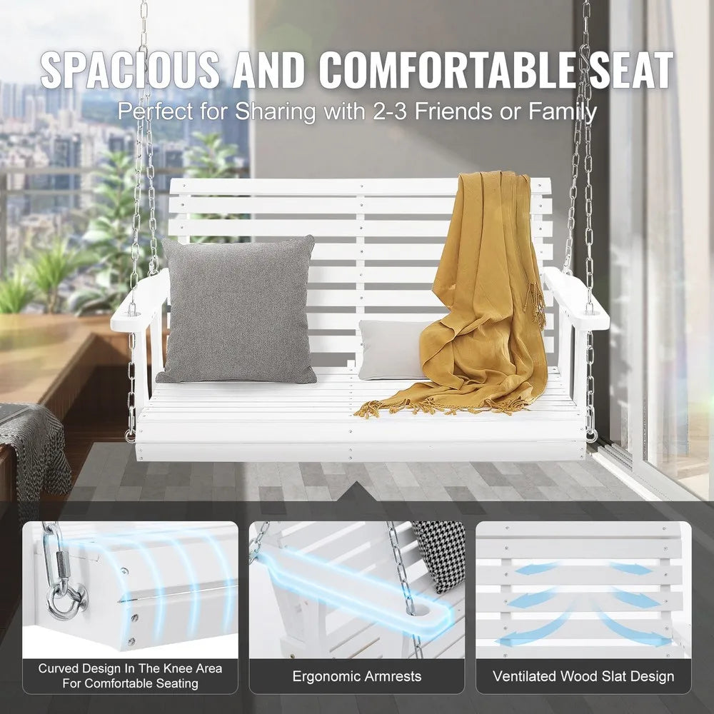 4 ft porch swing bench wooden hanging outdoor garden patio courtyard white - white / united states