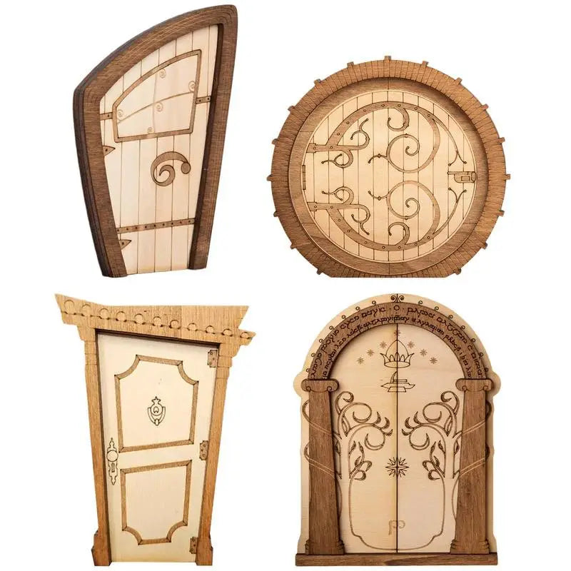 Wooden miniature fairy elfs door diy painting vintage decor dollhouse garden craft accessories doll house micros
