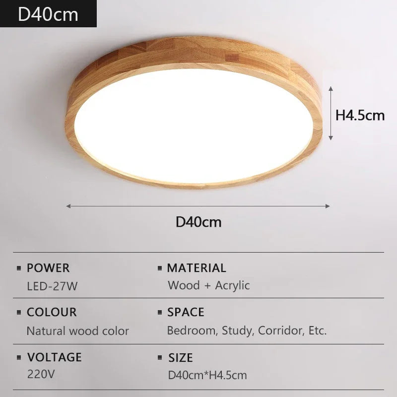 Nordic solid wood led ceiling light round grain lighting lamps kitchen living room bedroom indoor home decor lamp