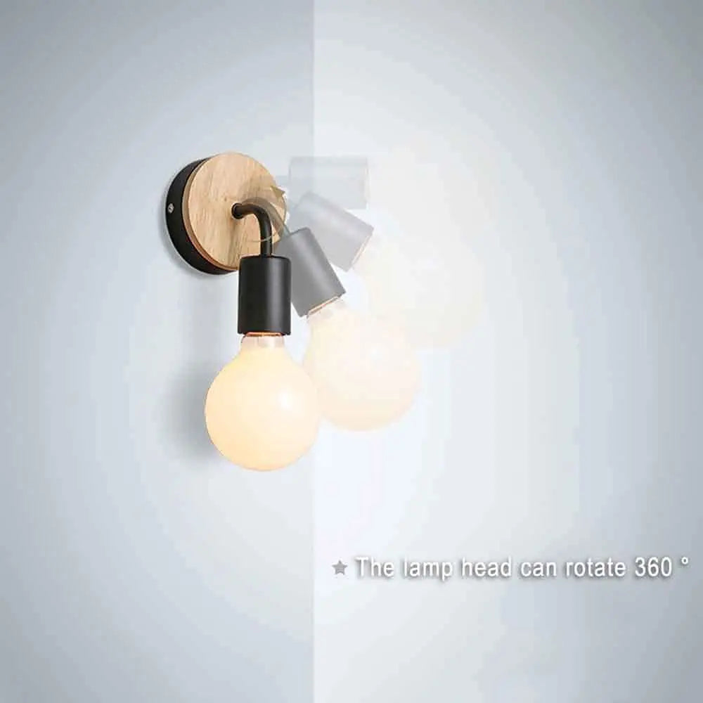 1.8m modern simple iron art wall light fixture e27 with eu plug wood bedside lamp for bedroom living room stair aisle