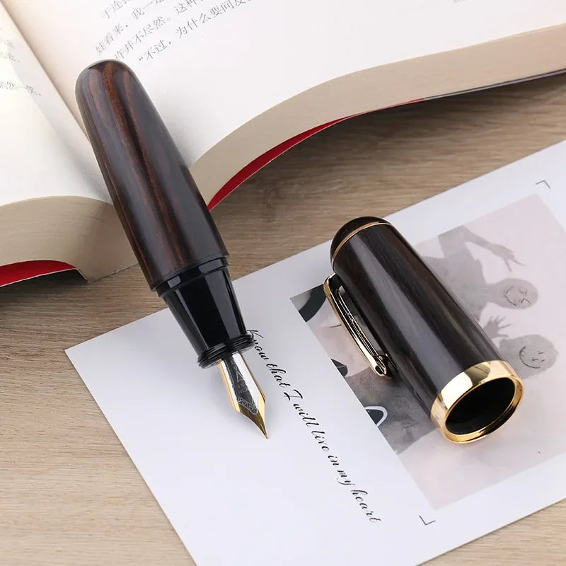 Majohn q1 mini wood/acrylic transparent pocket-size eyedropper fountain pen iridium long knife nib portable ink writing