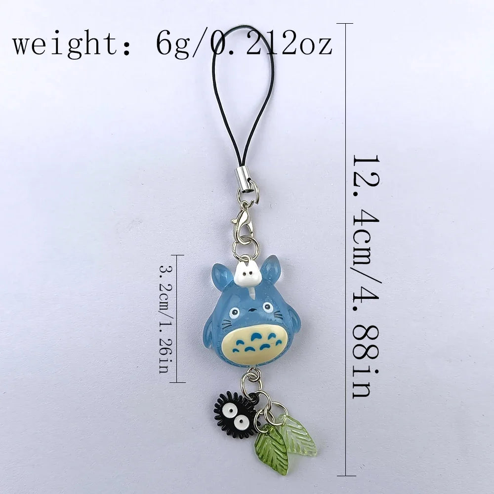 Kawaii blue animal totoro phone charm soot sprite keychain woodland anime cat cosplay pendant accessories handmade y2k