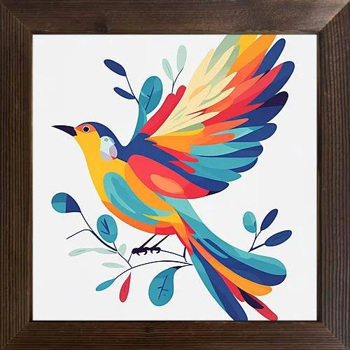 A cartoon-painted bird cool picture case with a wooden frame and oil painting that can be used for classroom festival