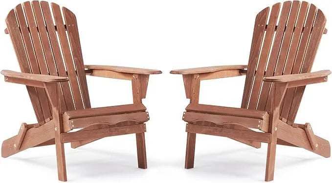 Outdoor wooden folding adirondack chair set of 2 with pre-assembled backrest wood patio for garden backyard porch