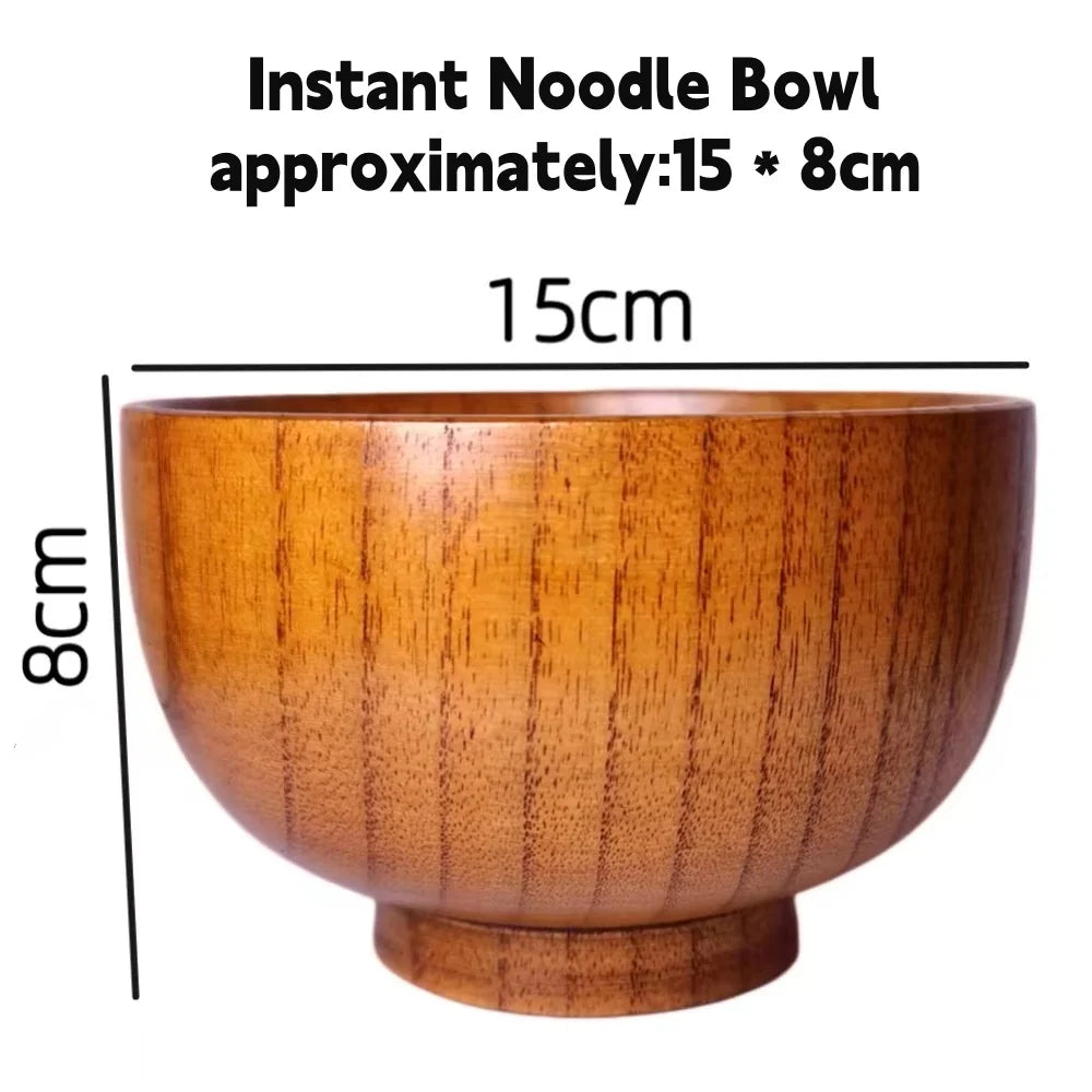 Japanese style natural wooden bowl tableware for fruit salad noodle rice soup bowls kitchen utensil dishes handmade