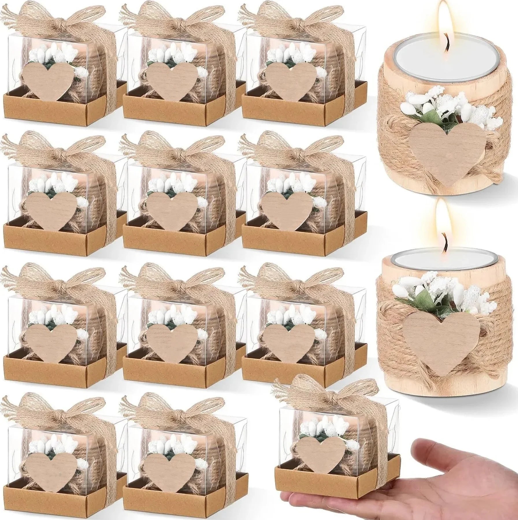 Guest gift candle for wedding wooden tealight holders bridal shower thank you gifts baby christmas candlestick - blank